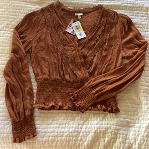 Burnt orange lace smock top